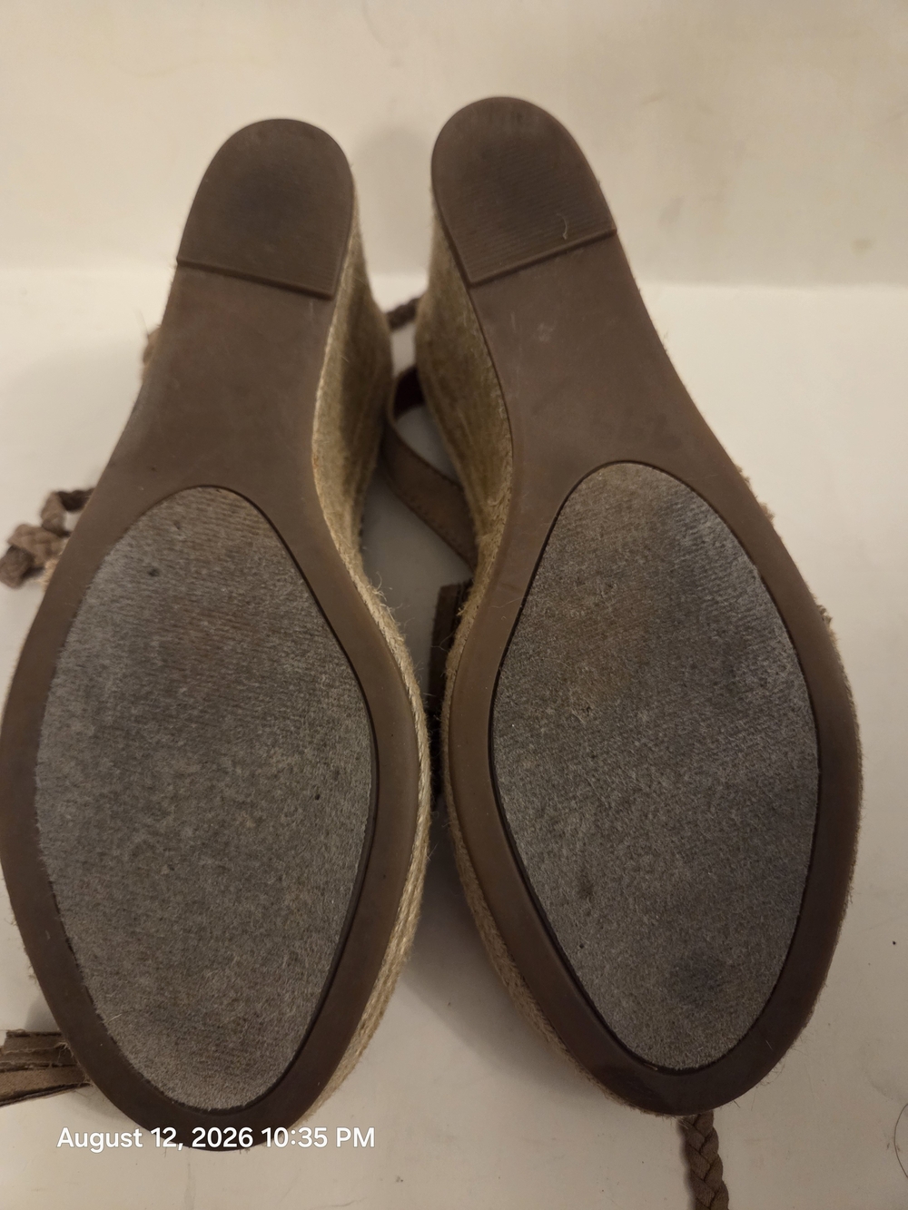 SO Taupe Suede Lace-Up Espadrille Wedges - Picture 7 of 7